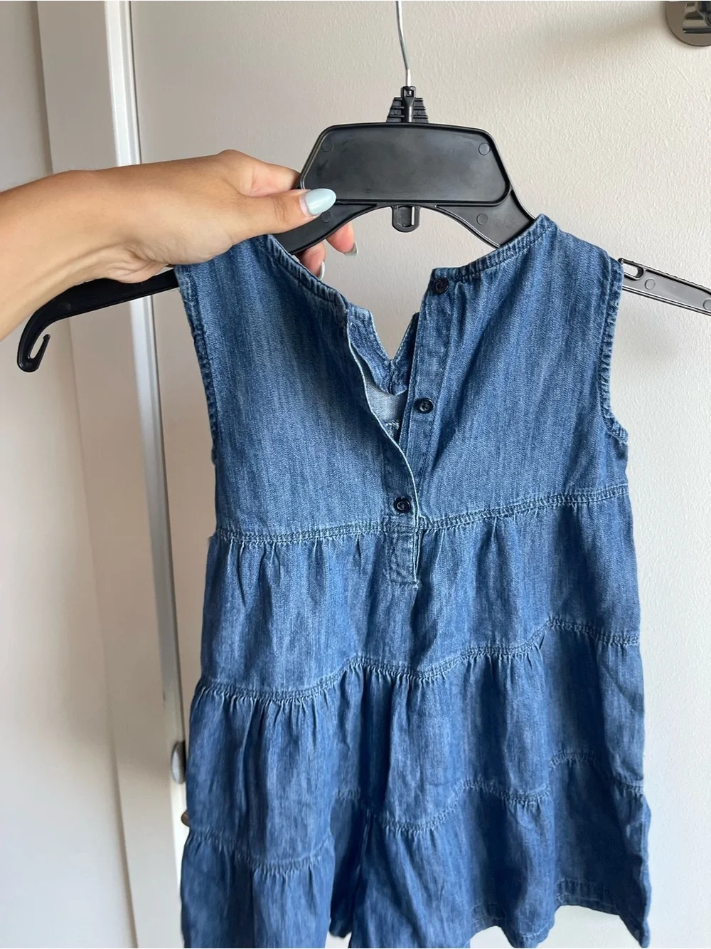 GAP Girls' Denim Tiered Sleeveless Dress - Blue